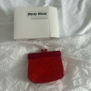 MWT MIU MIU Red Sparkle Pouch